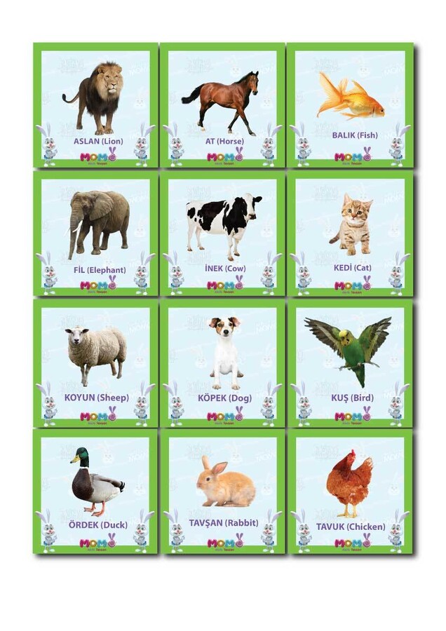 Akilli Tavsan Momo Wooden Memory Cards Animals - 2