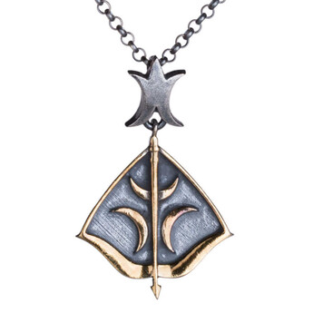  Dirilis Ertugrul Crescent Patterned Silver Arrow-Bow Necklace - Anı Yüzük